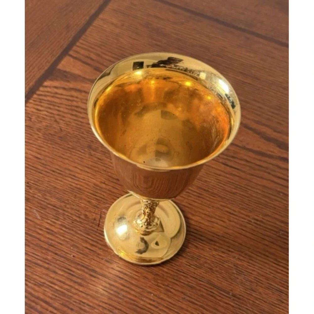 Set of 4 Vintage 24K Gold Plated Liqueur Cordial Goblets International Silver Co